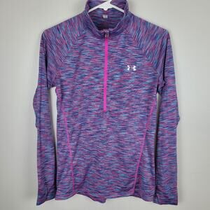 Under Armour Womens Medium Purple Pink HeatGear 1/4 Zip Pullover Top